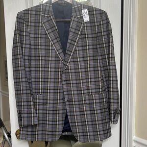 Plaid Blazer with Blue and Gray Tones. Cotton with lining.